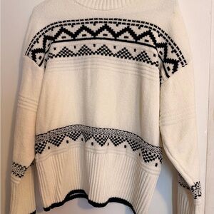 Christian Siriano Cream and Black Geometric Sweater